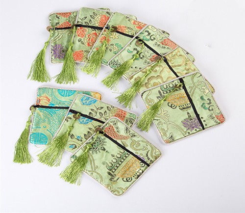 10 piezas Bolso de tela borla tradición china bolso de la suerte bordado joyas organizador - Imagen 23 de 24