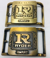 Lot of 2 VINTAGE 1970s  RYDER SAFE DRIVER AWARD  TRUCK COMPANY BELT BUCKLES
