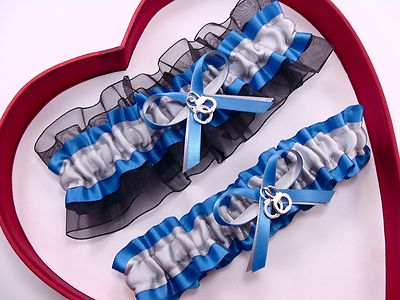 Police Officer Silver Royal Blue Blk Wedding Garter Handcuffs Single/Set /+Size