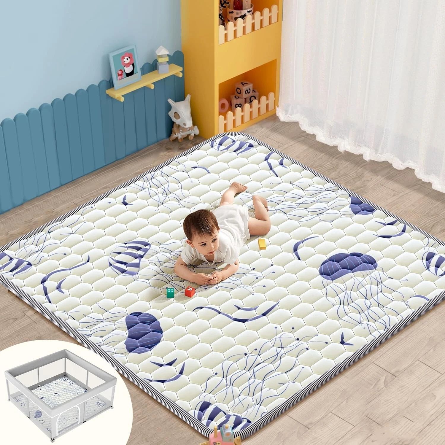Baby Play Mat for Floor - 50 x 50" Playpen Floor Mat - Non-Slip Extra Large