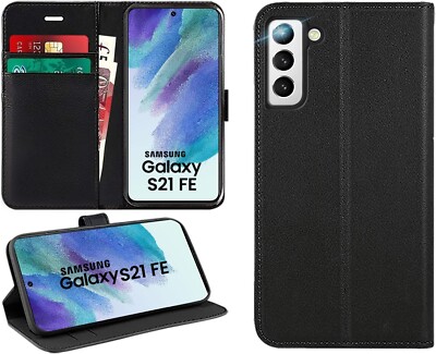 Hülle für Samsung Galaxy S21 FE, Leder Wallet Book Flip Ständer Handy Cover