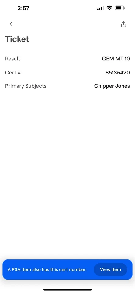 Chipper Jones Signed 1991 World Series Full Rain Check Game Ticket PSA Gem MT 10 - Image 3 of 3