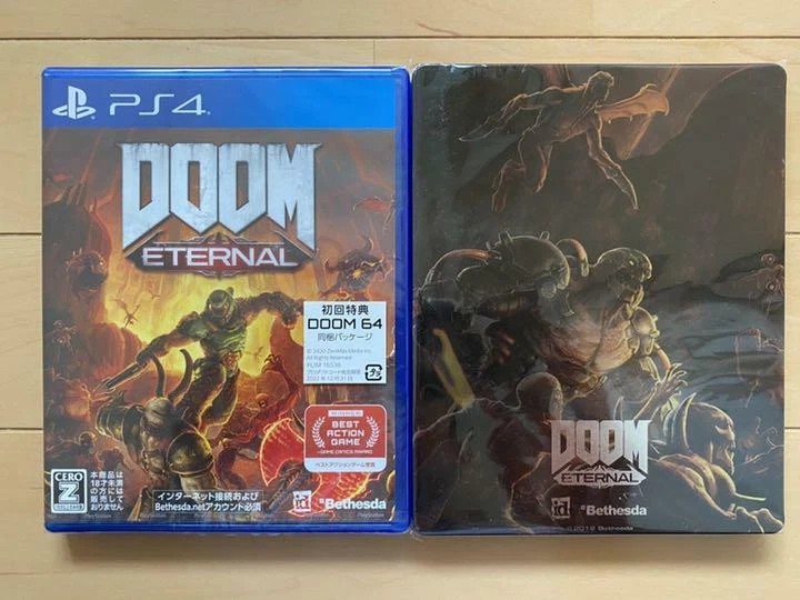 Doom Eternal Steel Case Set PlayStation4 PS4 Used Japan Action Boxed Tested