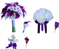 6pc Set: Wedding Package. Real Touch Calla Lily, Silk Ivory Roses. 6pc Set: Wedding Package. Real Touch Calla Lily, Silk Ivory Roses.