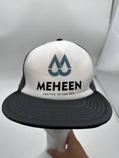 Vintage Meheen Flat bill Baseball Cap Truckers Hat Mesh Black White 