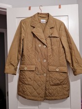 Madeleine Quilted Coat Tan Coloured Size Uk 14