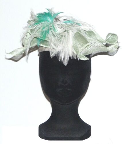 CHAPEAU taille unique CHERI BIBI de cérémonie femme vert blanc woman green hat - Picture 1 of 5