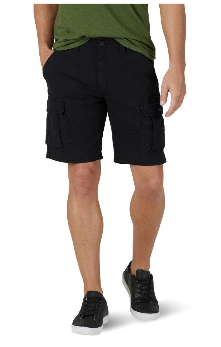 WRANGLER MENS SOFT RELAXED FIT AT THE KNEE CARGO SHORTS SIZE 44 BLACK NWT