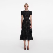 Self Portrait BLACK TULLE LACE MIDI DRESS 735 Size US 2 UK 6