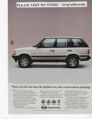 Original 1995 Range Rover vintage print ad