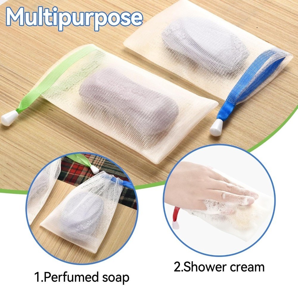 Mesh Soap Bag 10PCS Exfoliating Soap Saver Pouch with Drawstring Shower Foam Net