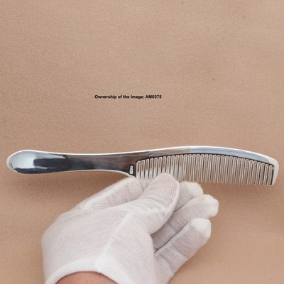 Solid 999 Fine Silver Smooth Long-Handle Comb Unique Beauty & Wellness Accessory