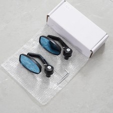 2PCS 7/8'' 22MM BLACK MOTORCYCLE REARVIEW HANDLE BAR END SIDE MIRRORS UNIVERSAL