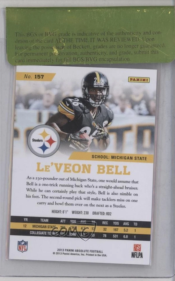 2013 Panini Absolute Spectrum Black /49 Le'Veon Bell (Looking Forward) Rookie RC - Image 2 of 2