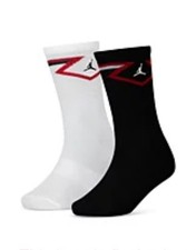 Jordan Big Kids Diamond Logo High Crew Socks, Set of 2 Black/ White Size 7-9