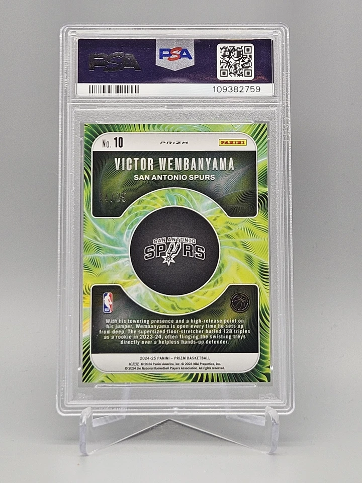 2024-25 Panini Prizm Fractal Mojo Prizm Victor Wembanyama /25 PSA 9 Mint - Image 2 of 3