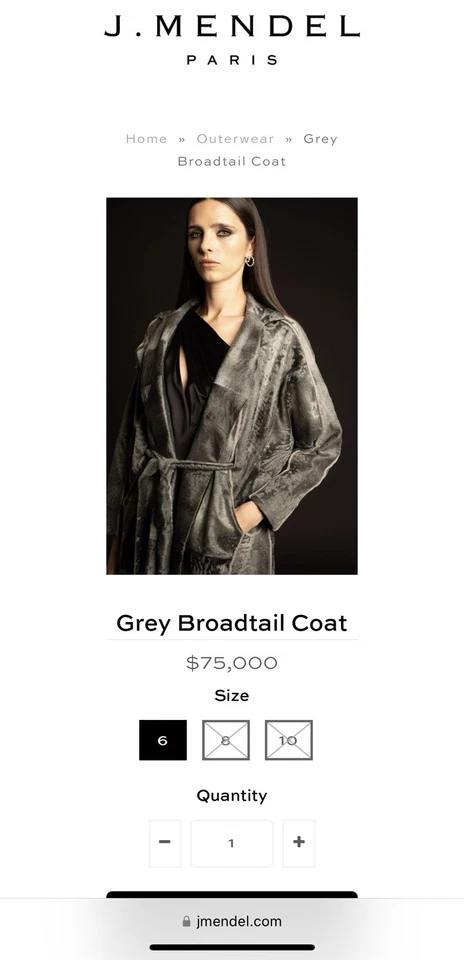 New $75,000 J. MENDEL PARIS Gray Broadtail Fur Coat Fits US Sizes 4-8 NOT SABLE - Image 2 of 4