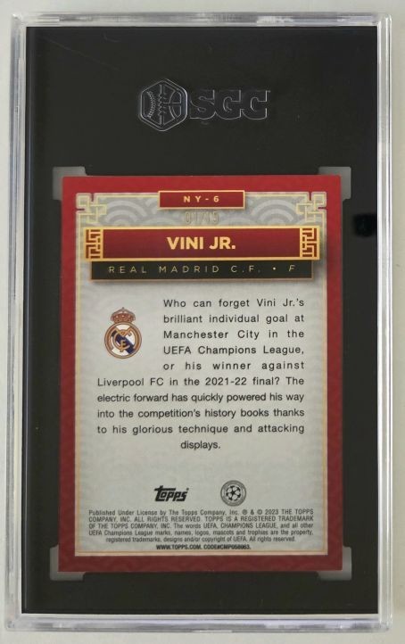 2022-23 Topps Jade UCC Vinicius Jr Chinese New Year /15 Lavende #NY-6 SGC 8.5 view 2