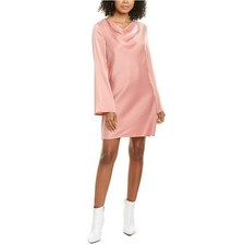 WAYF NEW $89 Lexie Cowl Neck Long Sleeve Shift Dress in Rose XS