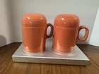 fiesta Ware Persimmon Salt Pepper Shakers 4.5" Peachy Orange color/Stove Top Set
