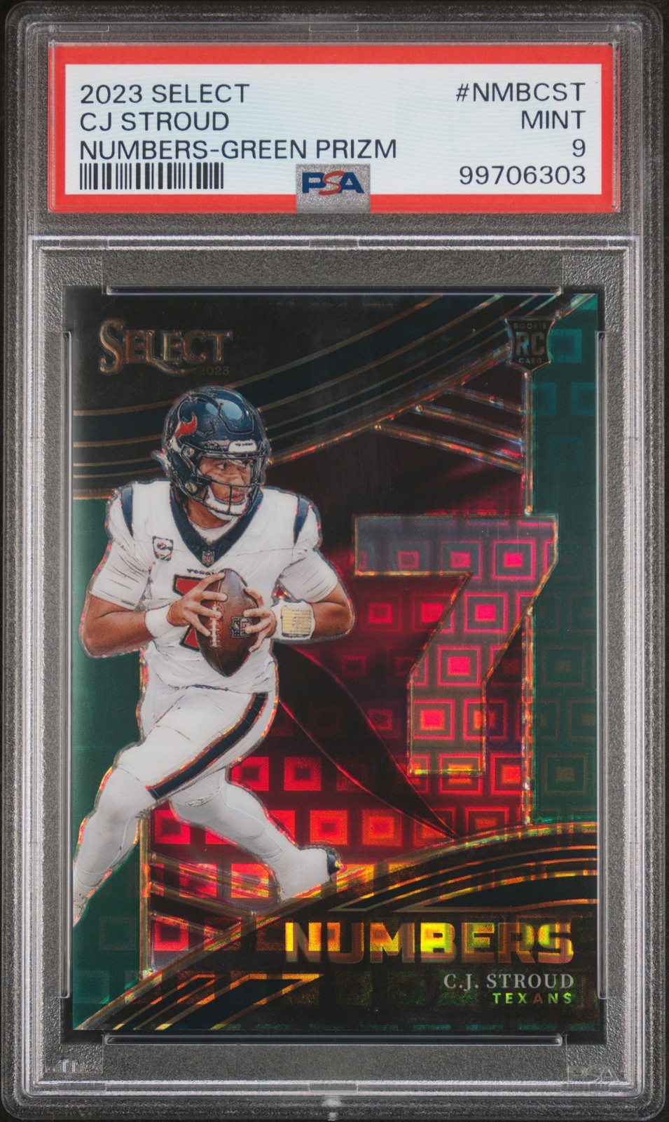 2023 PANINI SELECT SELECT NUMBERS GREEN PRIZM #NMBCST CJ STROUD 1/5 PSA 9