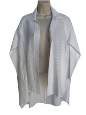 West Love Linen Asymmetrical White Top Shaket Dress Art To Wear Lagenlook  S