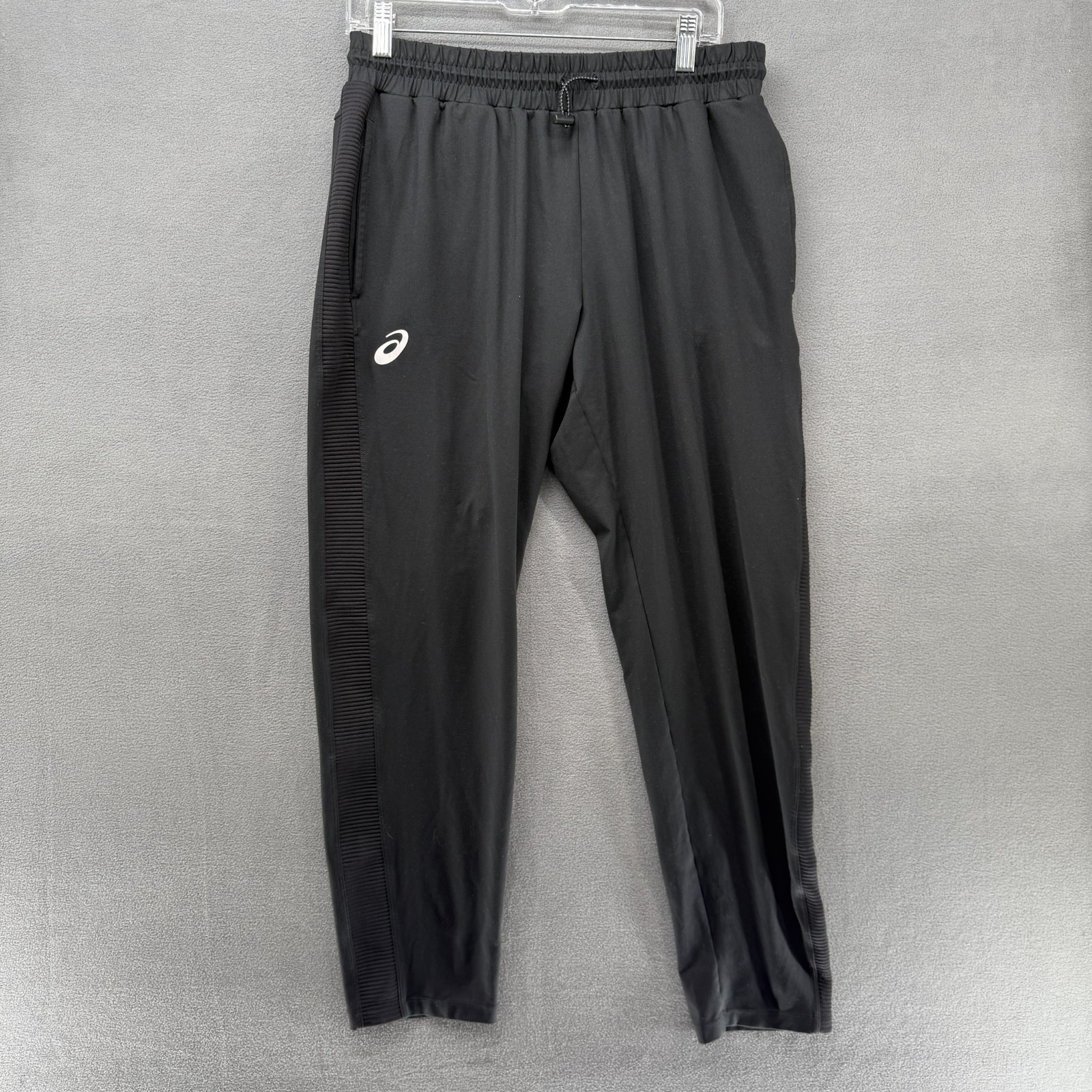 Asics Pants Womens L Black Team Tricot Warm Up Stretch Elastic Waist Drawstring