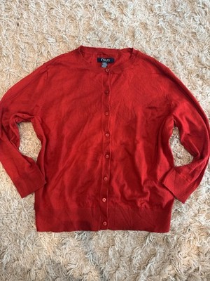 Chaps Ralph Lauren Damen Strickjacke Pullover rot XS Knopfleiste Strickpullover