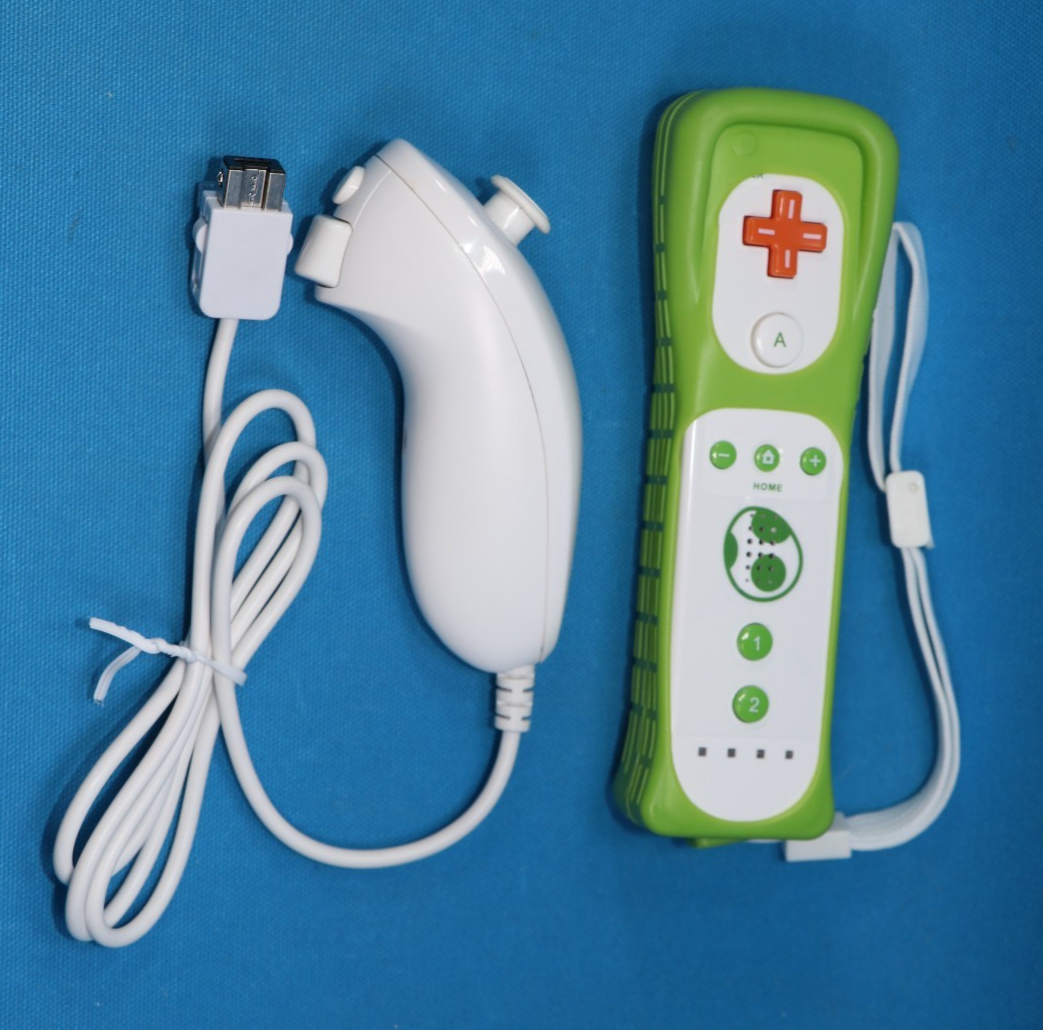 CONTROLLER & NUNCHUCK FOR NINTENDO WII WII U YOSHI DESIGN WITH