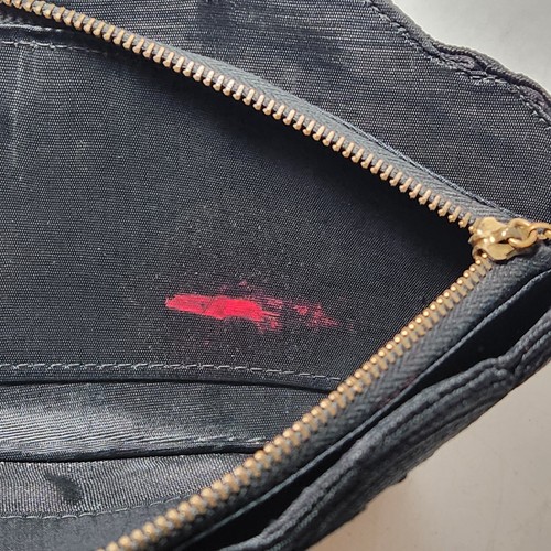 Bolso de mano de noche vintage festoneado 9" x 4,75" negro tejido con cremallera - Imagen 2 de 11