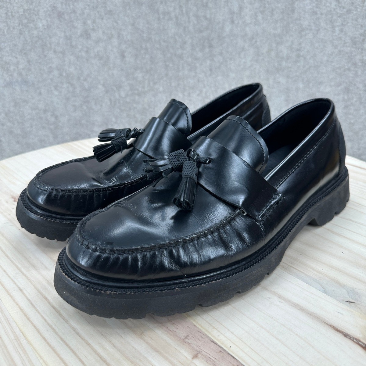 Cole Haan Black Leather Tassel Slip-On Loafers COLE HAAN-men main image 4