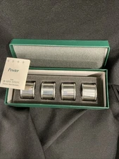 Vintage Kirk Stieff Pewter Napkin Rings Set Of 4 Original Box