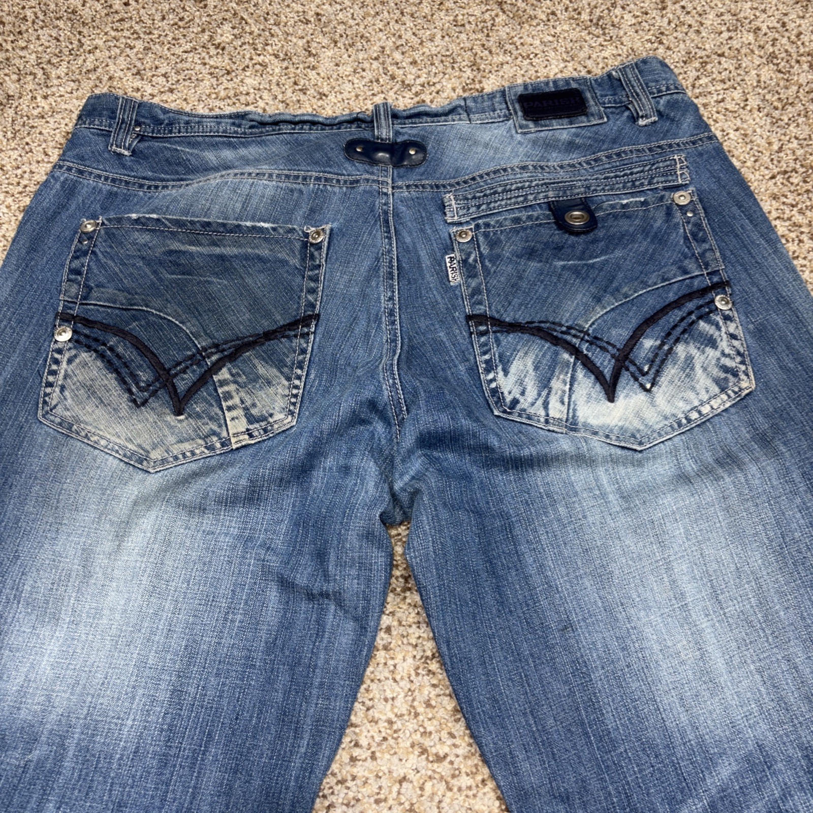 Parish Nation Baggy Hip Hop Jeans Button Fly Size 38 Fits 38 X 32.5 - View 15