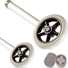 5" Walker Wheels Kit, Universal Wheel Kit for Walkers with Pair of Walker Ski