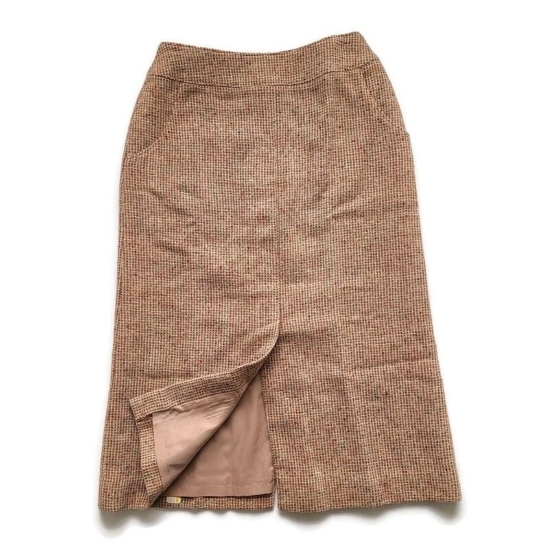 Vintage 70s 80s Wool A-line Skirt Waist 24" Academia Neiman Marcus Union Made