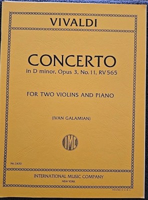 Vivaldi Concerto In D Minor Opus 3 No. 11 RV 565 2 Violins & Piano IMC 2430