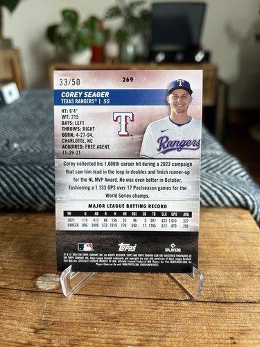 Corey Seager /50 Blue Foil 2024 Topps Stadium Club, Texas Rangers #269 MLB - Picture 2 of 2