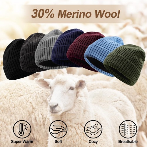 Oversize XL XXL Merino Wool Beanie for Men Big Head, Large Winter Stocking Ha... - Picture 3 of 7