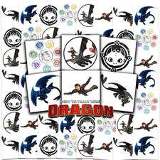 How to Train Your Dragon Tattoos for Kids Party Favors Bundle, 72Pc Tattoos