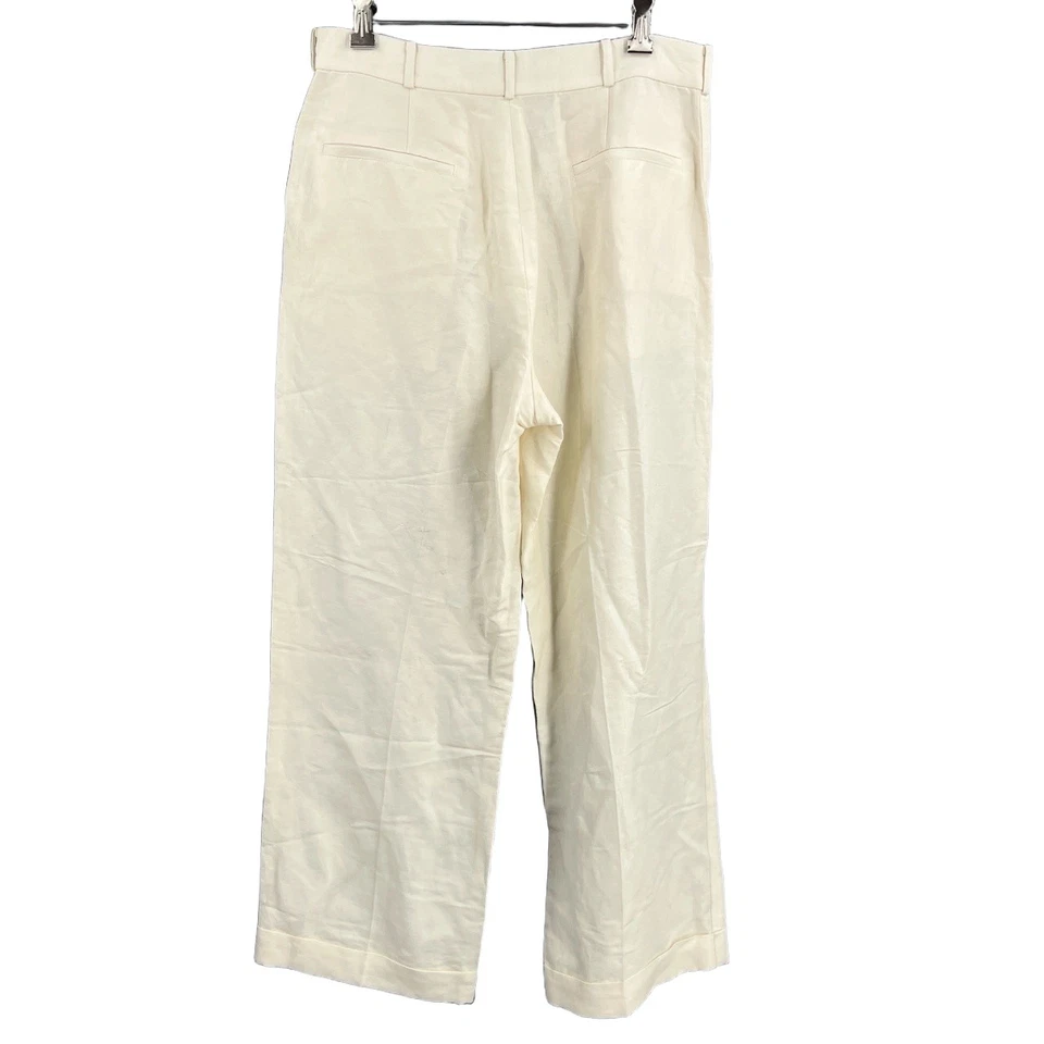Ralph Lauren Purple Label Jamie Pants Cream Linen Silk Shimmer Wide Leg Approx 8 - Image 4 of 4