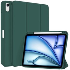 3-Fold TPU Leather Case for iPad Air 11 (2025/2024) with Pen Slot, Green