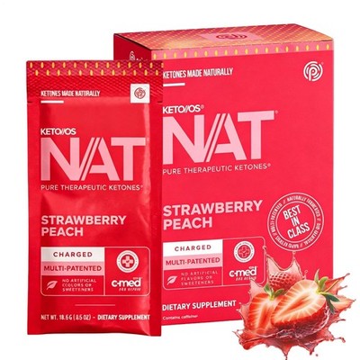 PRUVIT Ketone Drink Keto Nat STRAWBERRY PEACH Charged 20 Pack