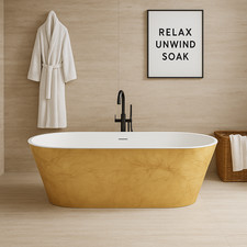 Image of 1600mm Freestanding Bath Gold Silver Copper White Interior Double Ended Oval