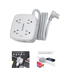 Multi-Device Charging Station: 6 Ft Surge Protector with 8 Outlets 4 USB Ports