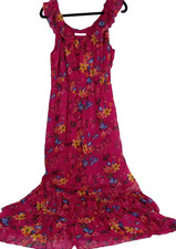 Old Navy Maxi Dress Large Floral Pink Tropical Vacation Cruise Resort NEW