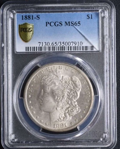 1881S Morgan Dollar PCGS MS65 - Small Crack on front of slab