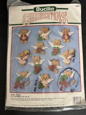 Bucilla Felt Christmas Ornament Kit Angel Bears 82838 Set of 12 NEW Old Stock