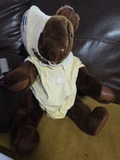 VINTAGE 27  TEDDY BEAR Moveable JOINTED Limbs Glass Eyes Leather Pads, No Tags