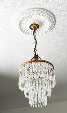 Vintage 1950s Crystal Glass Chandelier – 3 Tier Pendant – Dia. 21cm Max L 54cm