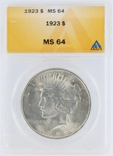 1923 Peace Silver Dollar ANACS MS64 S$1 Philadelphia Minted No Reserve